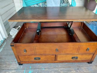 Coffee table pop up top