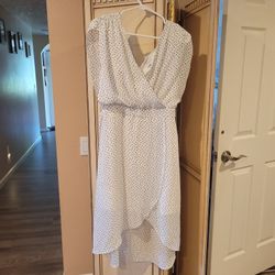 Gilli Summer Dress Polka-dot  White Sleeveless Dress Small 