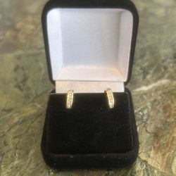 Solid Gold and Diamond Earrings