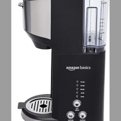 Amazon Basics Single Serve Coffee Maker K-Cup, 14 Oz, Black & Stainless Steel Machine, 5.98"D x 9.44"W x 14.17"H