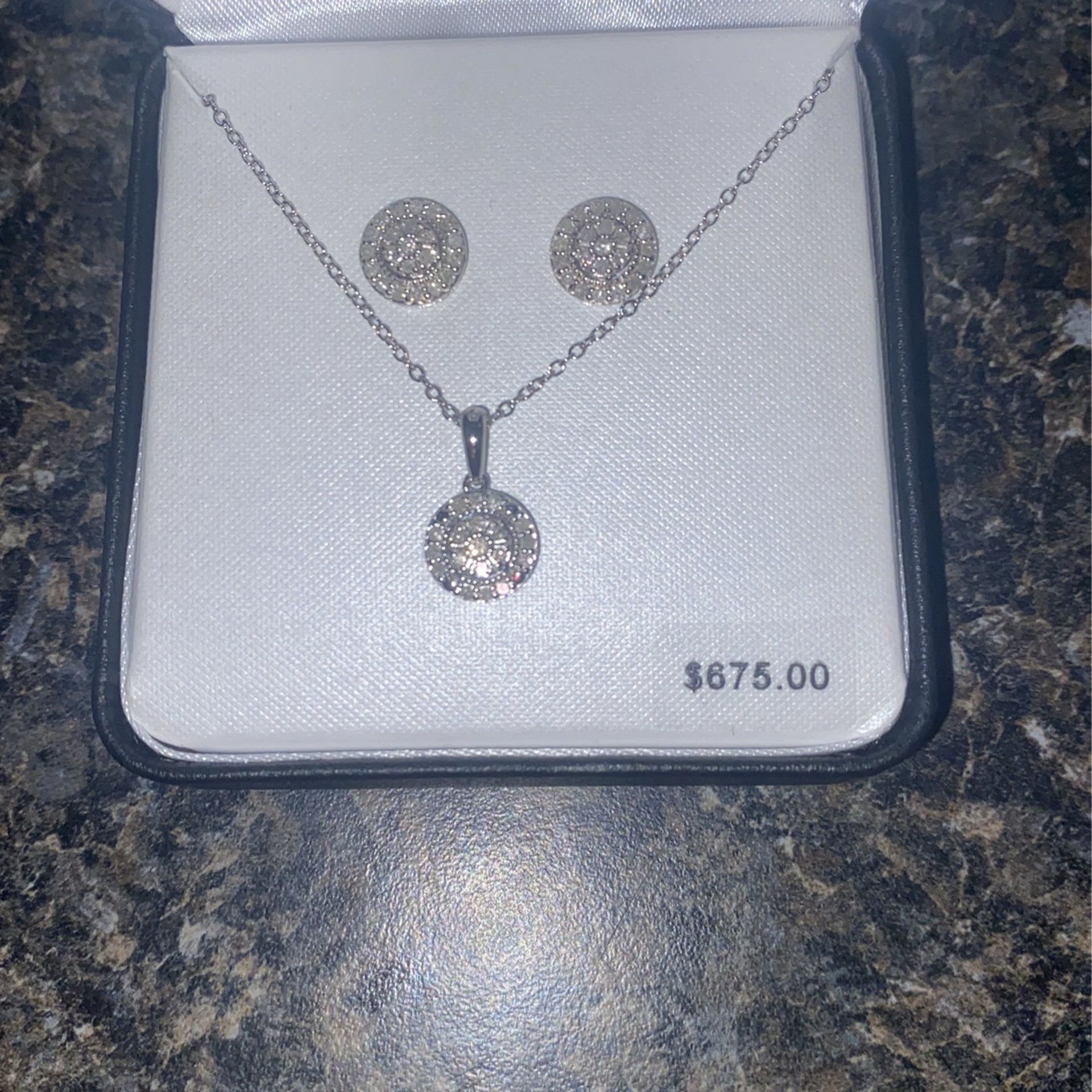 Diamond Necklace And Earring Set