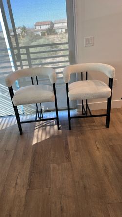 Two White And Black Kitchen Counter Chairs