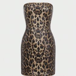 Forever 21 Sequin Cheetah Mini Tube Dress 