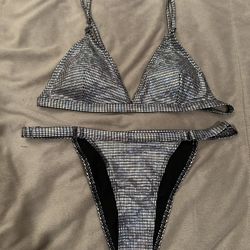 NWOT Silver Metallic Bikini Set Size S