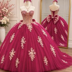 Fushia Dress, Quinceanera Dress, Vestido De Quinceanera, 15 Dress, Quince Gown, Sweet 16, Hot Pink Dress, 