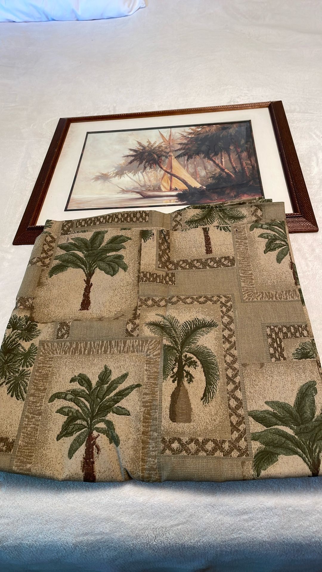 Palm Tree Boat Pic w/Palm Tree Shower Curtain