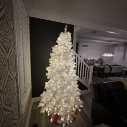 7 1/2 foot white artificial Christmas tree