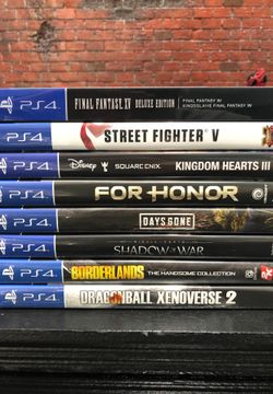 PS4 Games - Final Fantasy XV, Street Fighter V, Kingdom Hearts 3, For Honor, Days Gone, Shadow of War, Borderlands, Dragonball Xenoverse 2