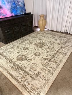 Vintage Tufted Distressed Area Rug Tan 7X 10