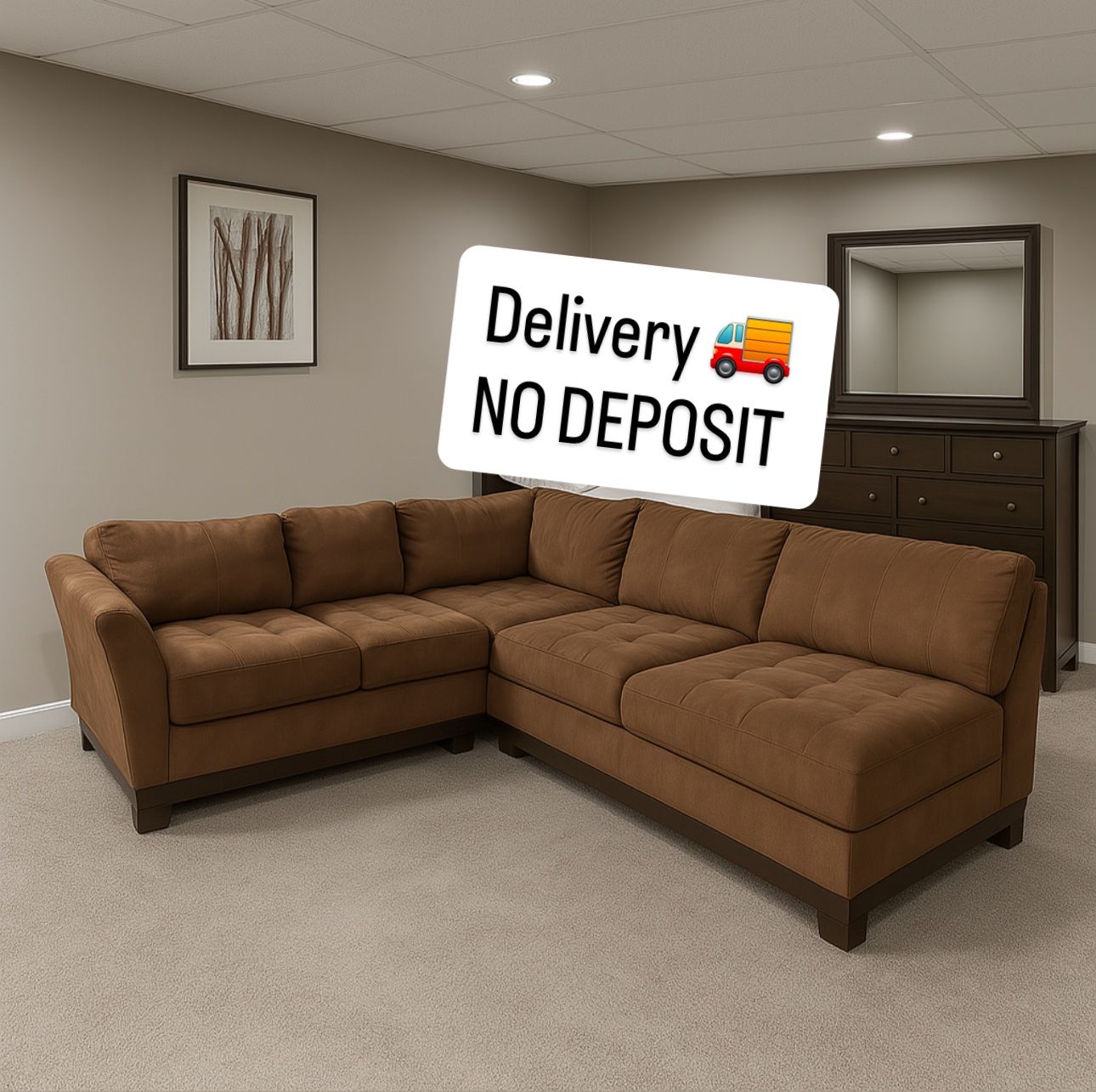 Brown L Shaped Sectional Couch