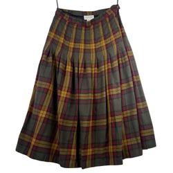 Vintage Plaid Land’s End Maxi Wool Skirt Sz 16
