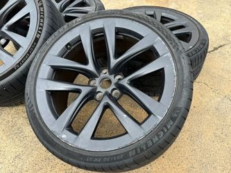 FREE DELIVERY 4 OEM 2023 21” TESLA MODEL S PLAID ARACHNID WHEELS TIRES 80% 265/35/21 295/30/21