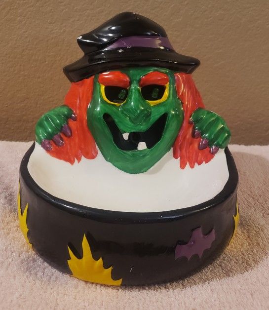 Vintage Cackling Witch Candy Dish