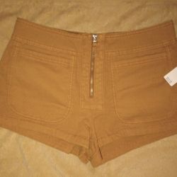 NWT Anthropologie Brown Zip up shorts size 2