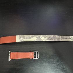 HERMES Apple Watch 41/40/38mm Etain/Beton Leather Band Double Tour