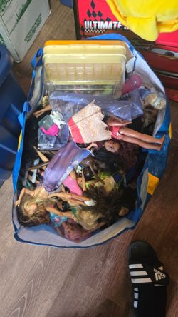 Chest and Lots of Kid Barbies