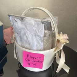 Cute White flower Girl Basket With White Petals