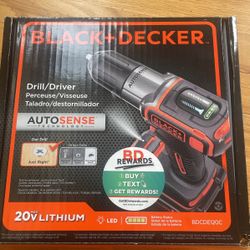 Black And Decker Drill/Driver 20v Lithium 