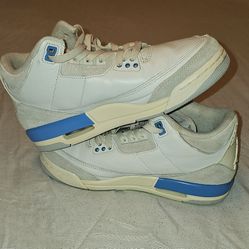 Jordan Air Jordan 3 Retro Blue White Gray Lace-Up Leather Men's Sneaker