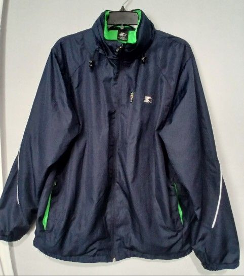Starter Jacket. Men's Large Blue. Green On The Inside Windbreaker.