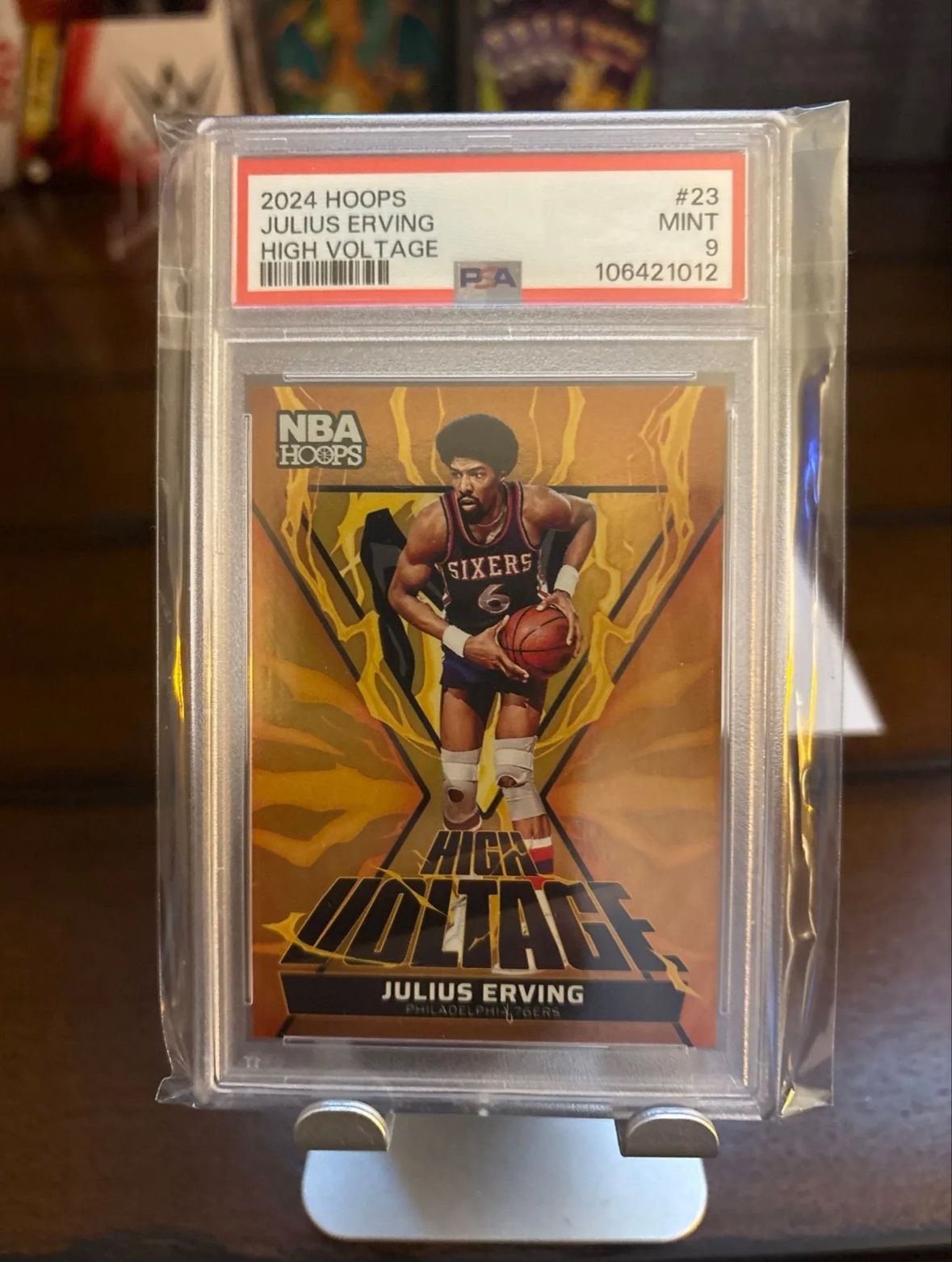2024 NBA Hoops Julius Erving High Voltage PSA 9