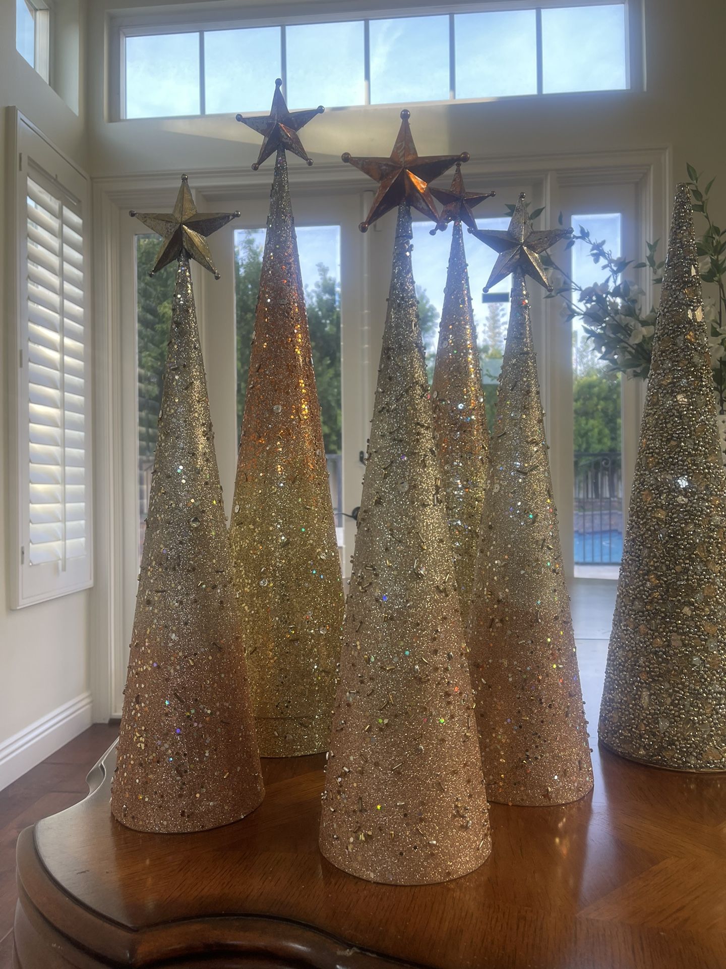Christmas / Holiday Cone Trees, Sparkly Deer