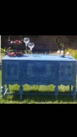 Hand painted ... Beautiful antique buffet/sideboard.. Amazing condition. Awesome statement piece. Add a little color to your kitchen or ?. Lots of st