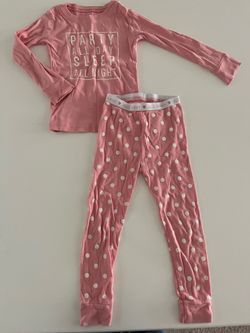 Old Navy Pink Polka Dot Girls Pajama Set - 'Party All Day Sleep All Night' 4T