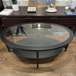 IKEA MALMSTA OVAL GLASS COFFEE TABLE