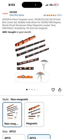 6pc Bubble Levelors