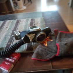 Miners Gas Mask And Russian Hat