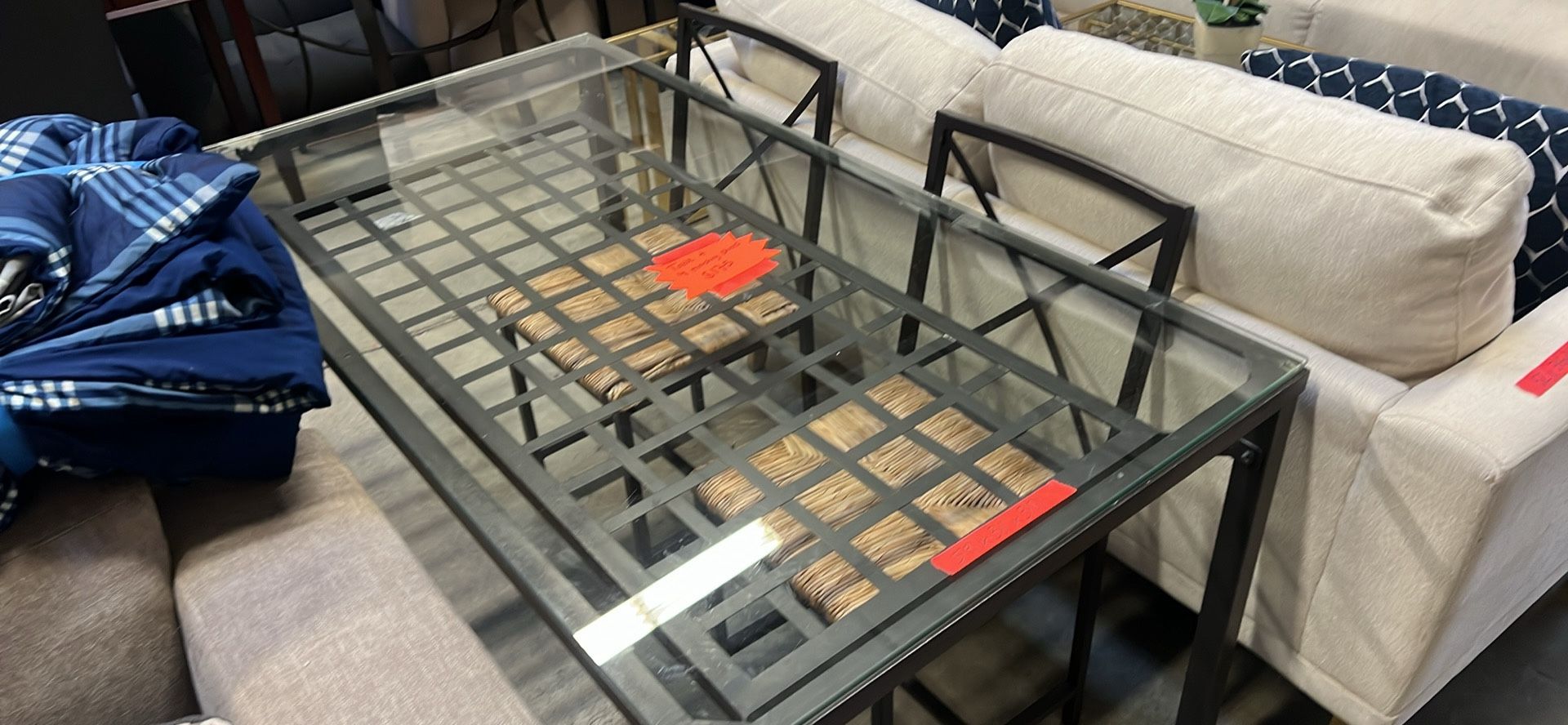 Rectangle Glass & Metal Dining Set (includes Chairs)