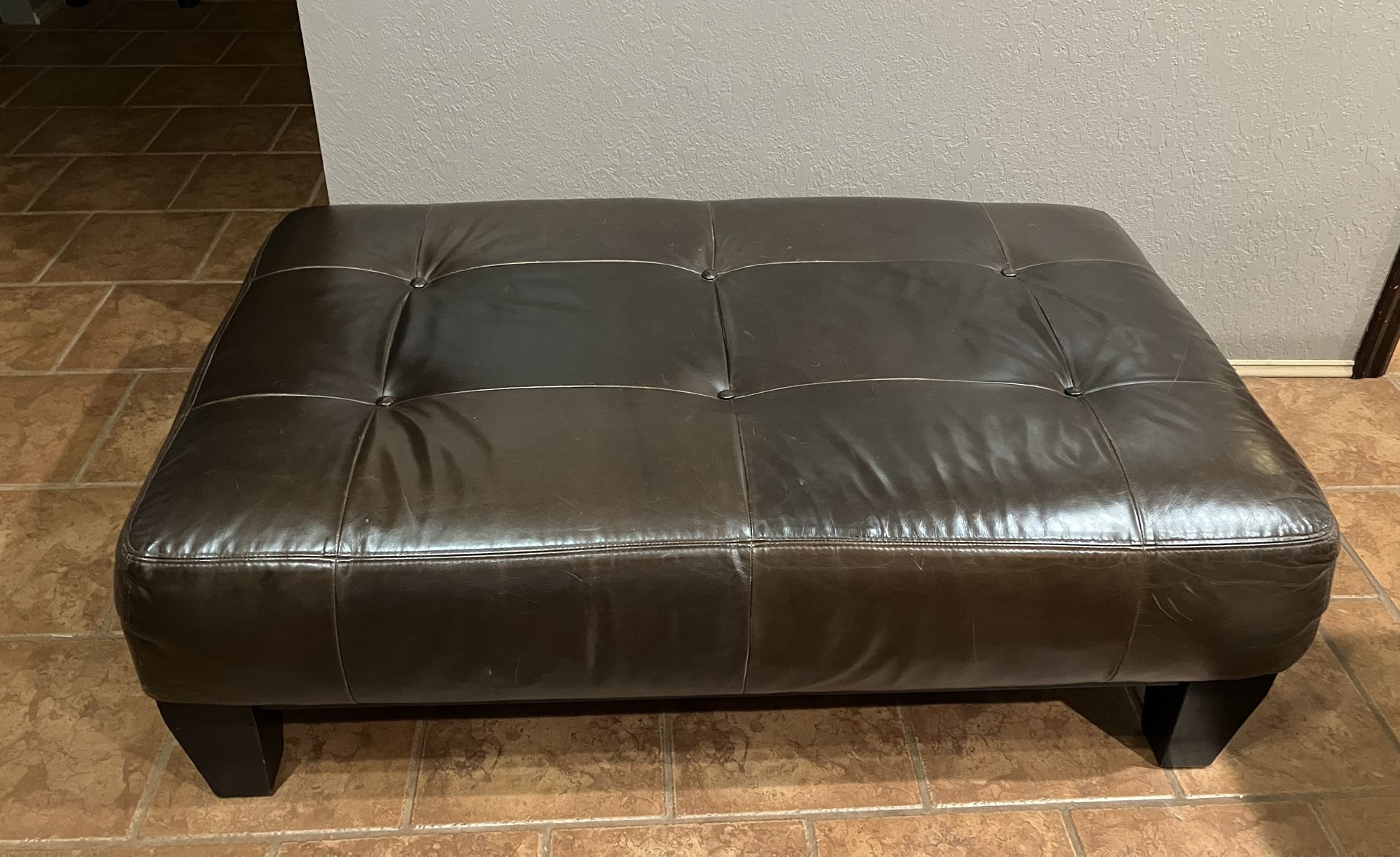 Pottery Barn Large Leather Ottoman / Coffee Table