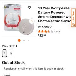 10 Year Worry-Free Battery Powered Smoke Detector with Photoelectric Sensor by Kidde 