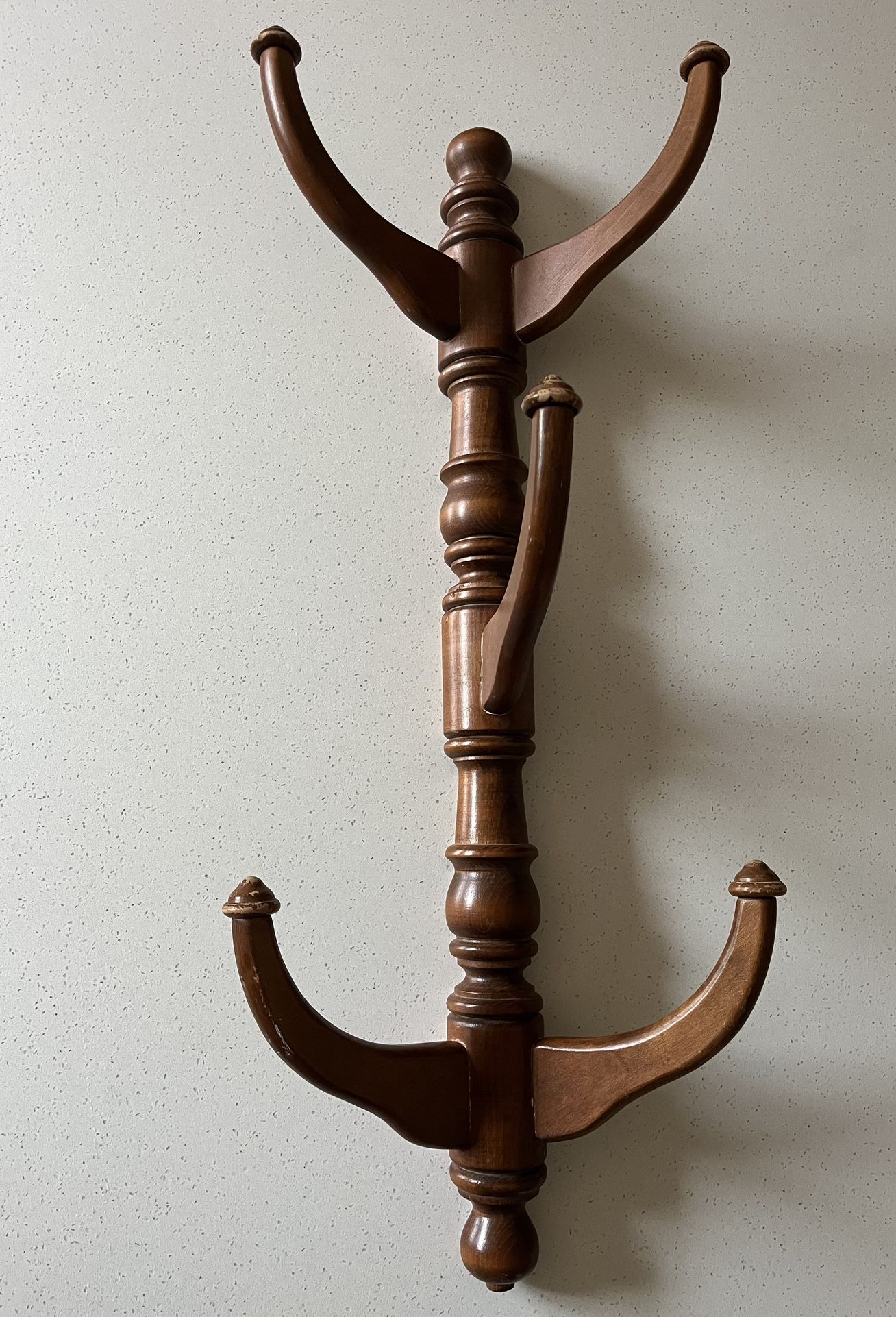 MCM Vintage Wood Coat / Hat Rack Tell City Wall Hanging