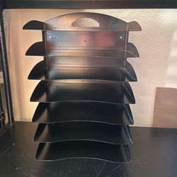 File Holder Organizer Stand Black Metal 7 Level/ Tiers Horizontal