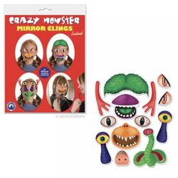 (6) Crazy Monster Mirror Cling Sticker Kits alien mutant gag gift party favors