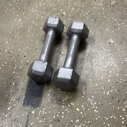 Set of 5 # cast iron dumbbells