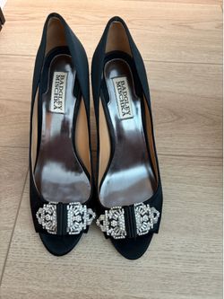 Badgley Mischka Satin Peep-Toe Heels