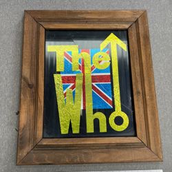 Rare 1970's Era The Who "The Who" Band Logo Foil Picture In Wooden Frame Carnival Prize 