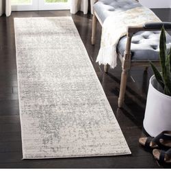 2ft X 8ft SAFAVIEH Madison Collection Runner Rug - 2'3" x 8', Silver & Ivory, Snowflake Medallion Distressed Design, Non-Shedding & Easy Care, Ideal f