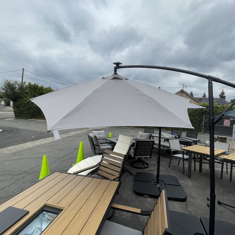 Glam Cantilever Umbrella w/ LED + Tangram Black Umbrella Base w/ Handle