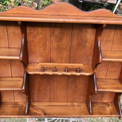 Solid Maple Curio Wall Shelf/Cabinet Vintage 
