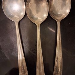 3 Pure Silver Plate ELMO Table Spoons