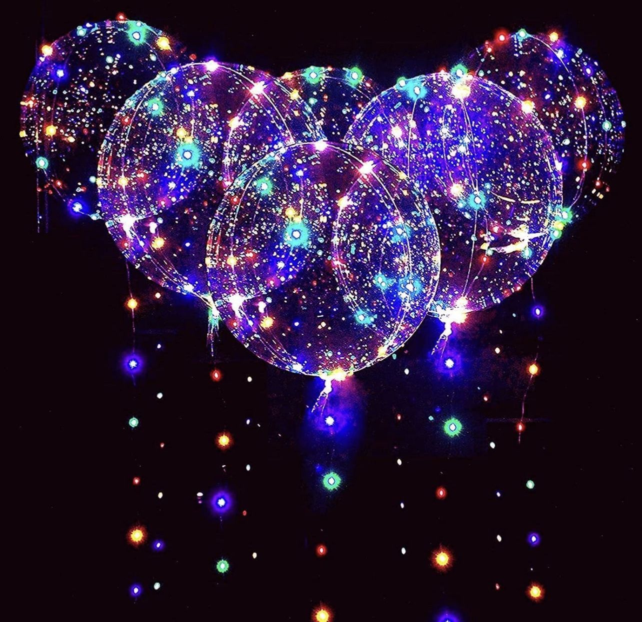 LED Light Up Bobo Baloons 10 Packs, 20 Inches Clear Helium Transparent Balloons 15 pcs, Glow in The Dark Ballons for Christmas Wedding Birthday Valent