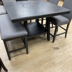 Counter Height Dining Set( Includes Table, 4 Chairs, 1 Bench) on Sale