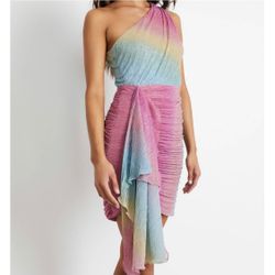 PatBo - PRISM LUREX ONE SHOULDER MINI DRESS