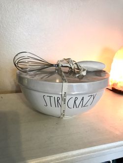 Brand New, Never Used White Farm House Mixing bowl and Whisk