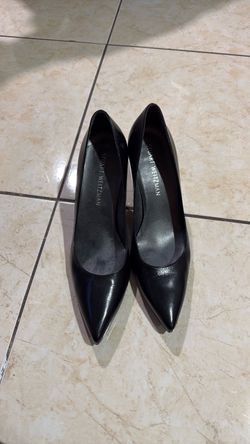 Stuart Weitzman Black Leather Pointed-Toe Pumps