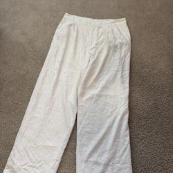  WAYF Cream Wide-Leg Linen Pants